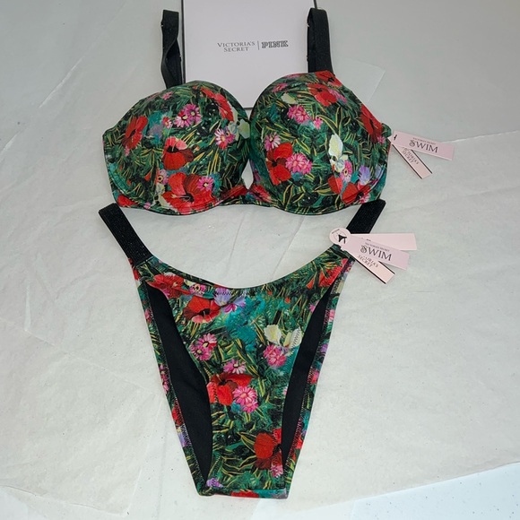 2pcs 36DD & L Victoria’s Secret Swim Push Up Top & Barzilian Bikini Bottom - Picture 3 of 16